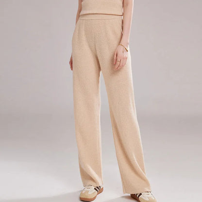 Women's cashmere fabric leggings in five colours showing stitching construction and thick material