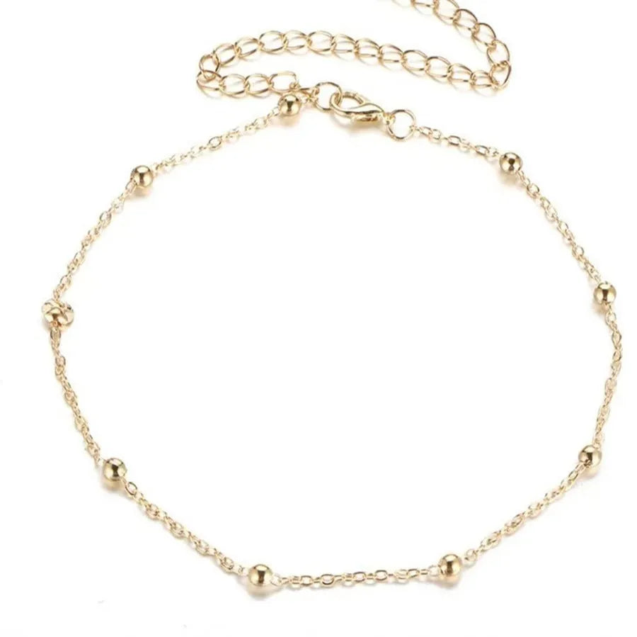 Bohemian geometric metal anklet in gold or silver electroplated finish with twisted chain design