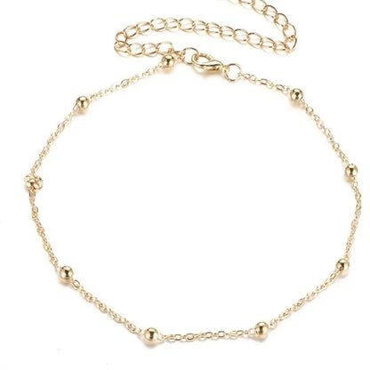 Bohemian geometric metal anklet in gold or silver electroplated finish with twisted chain design