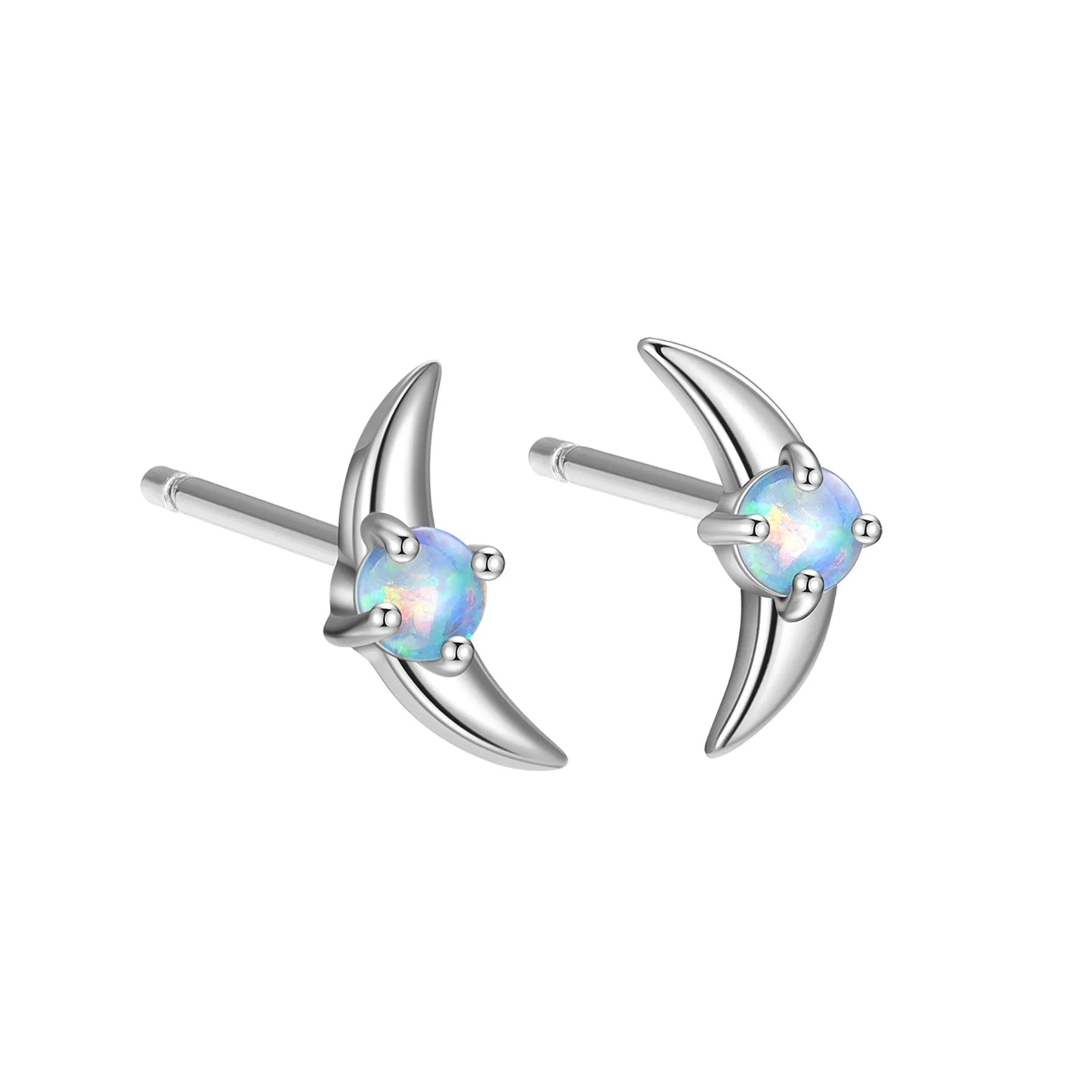 Women's geometric sterling silver earrings with electroplated gold finish and blue crystal stones