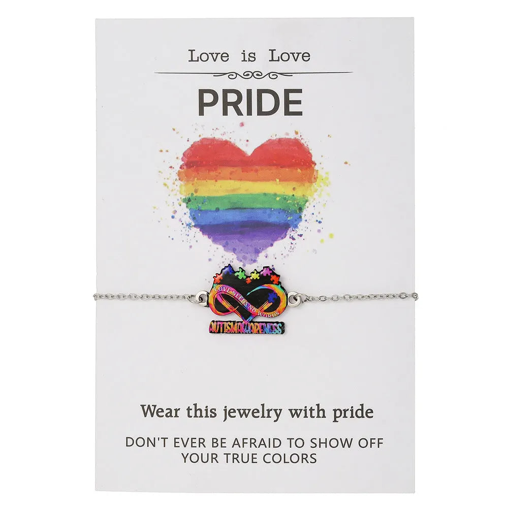Stainless steel friendship bracelet and necklace set with colour printed inspirational text