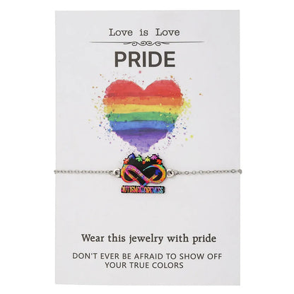 Stainless steel friendship bracelet and necklace set with colour printed inspirational text