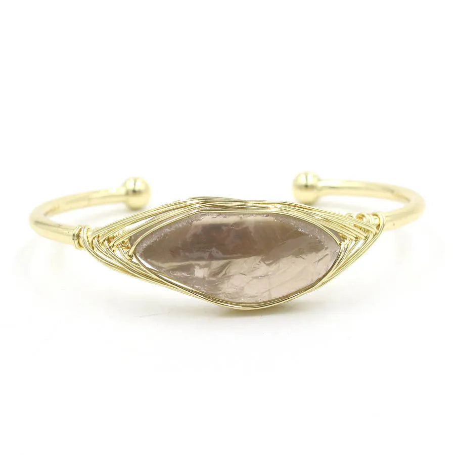Natural raw gemstone crystal bracelet with 8mm ethnic beads and simple clasp in amethyst colour