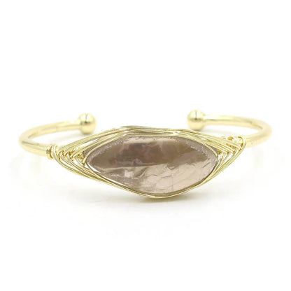 Natural raw gemstone crystal bracelet with 8mm ethnic beads and simple clasp in amethyst colour