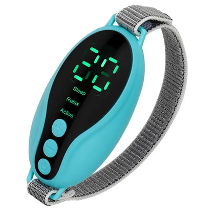White portable sleep aid device showing dimensions of 80×40×20mm with USB charging port