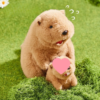 Polyester sounding groundhog plush pendant in colour box for bags and keys