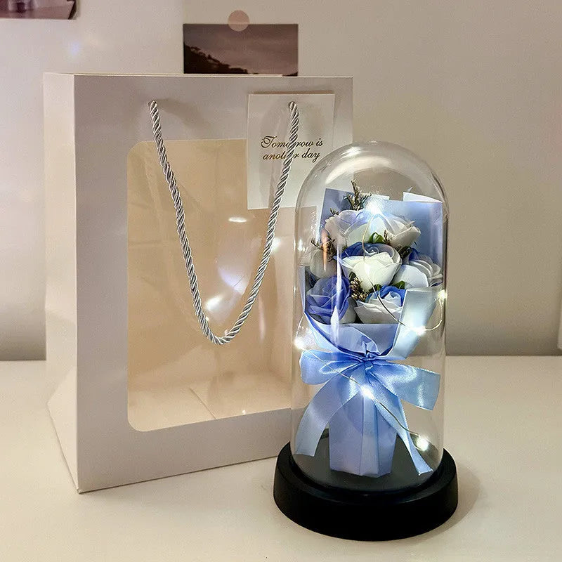 Bionic bouquet artificial flower arrangement in gradient colours for birthday gifts
