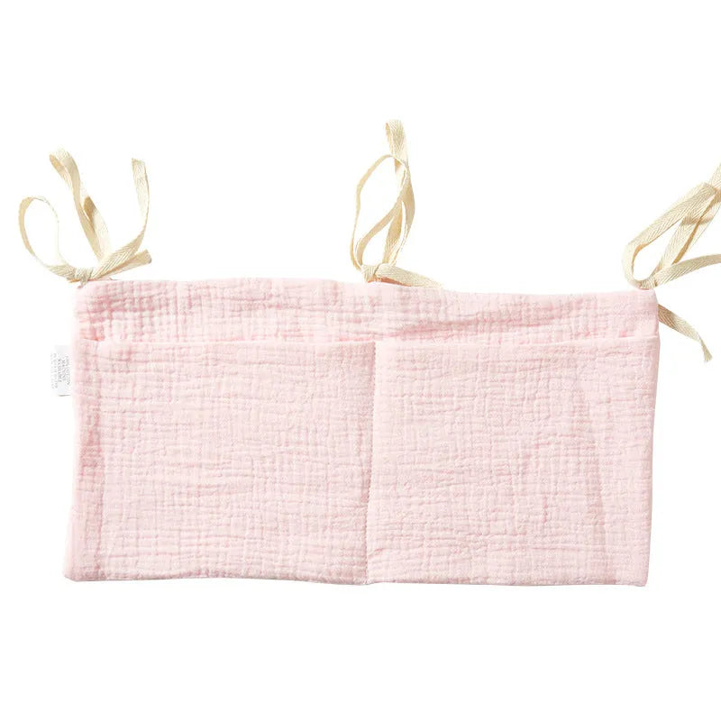 Cotton double layer baby bedside buggy storage bag in selected colour or pattern