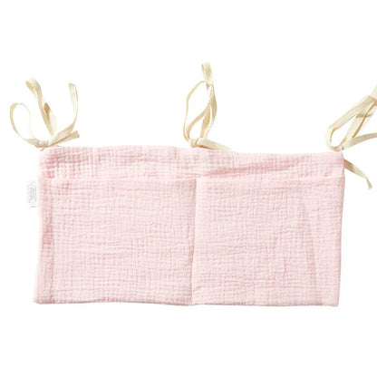 Cotton double layer baby bedside buggy storage bag in selected colour or pattern