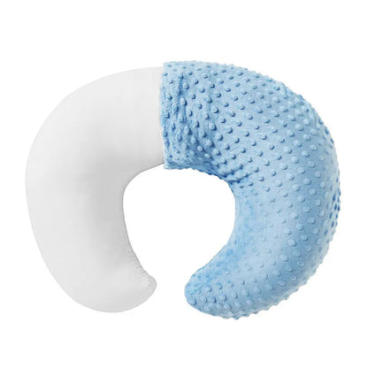 Nursing pillow with integrated milk spill guard in grey colour, showing 45-degree angle and 35cm width for baby support.