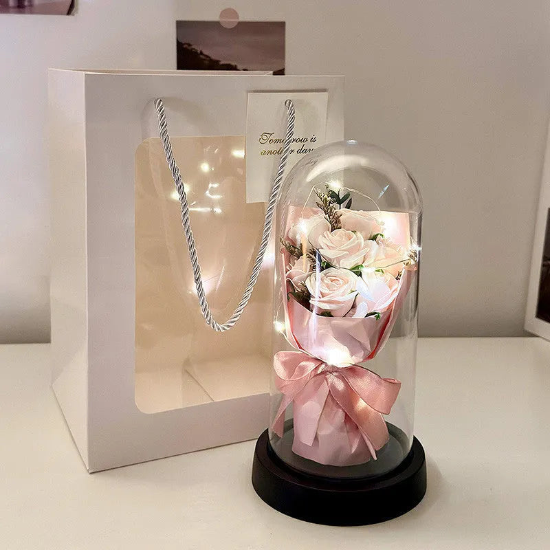 Bionic bouquet artificial flower arrangement in gradient colours for birthday gifts