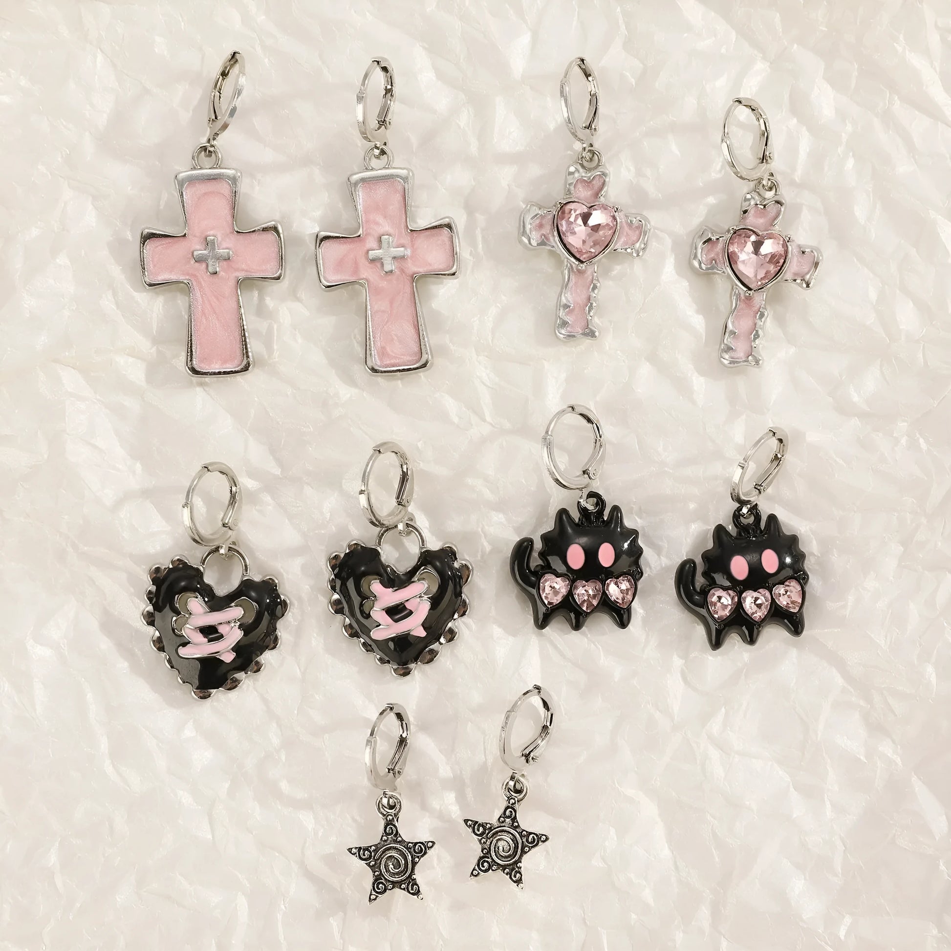 Women's geometric cross crystal drop earrings in alloy with five colour variant options
