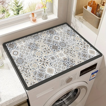 Square polyester washing machine mat with an abstract printed pattern, shown in one of eight available styles.