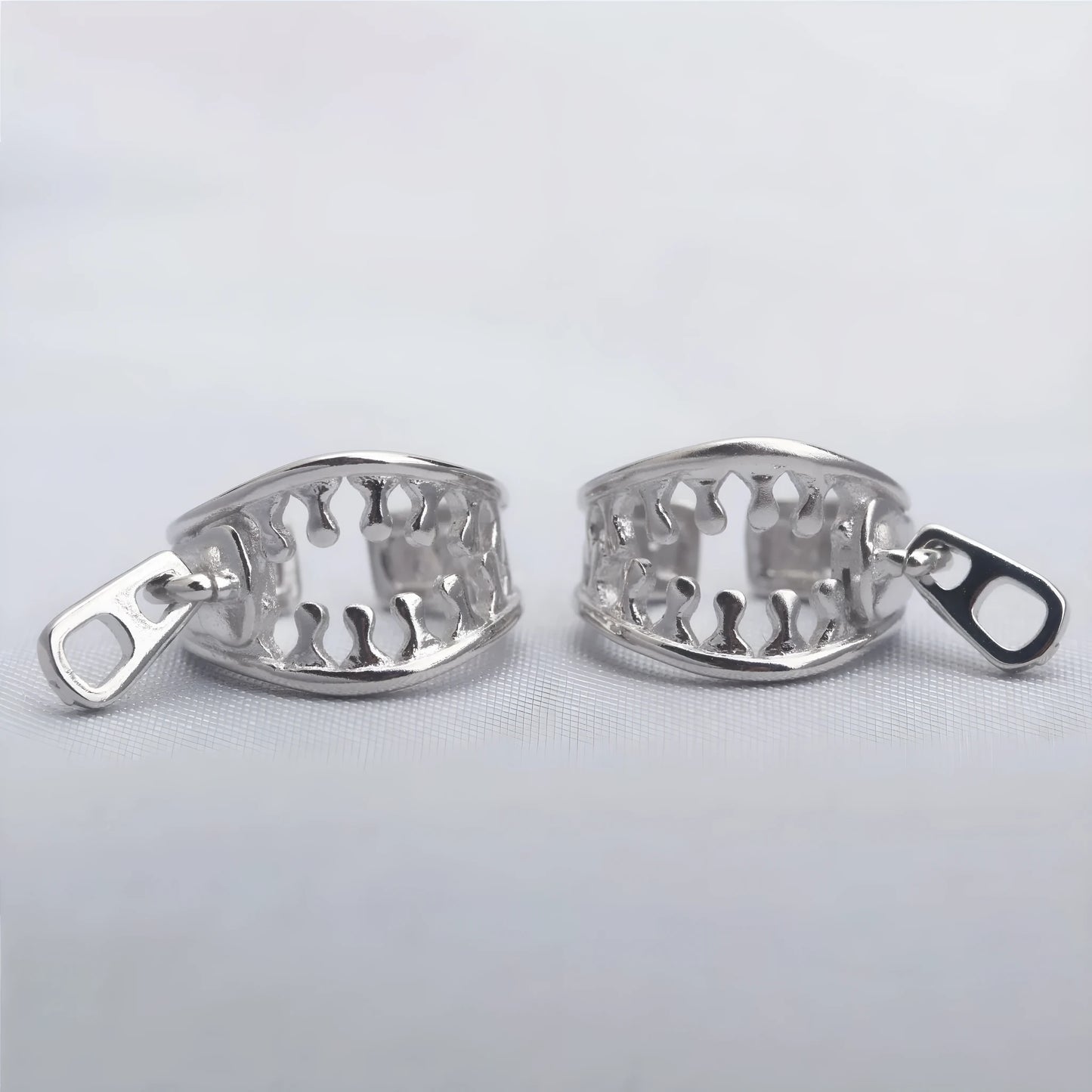 Copper geometric ear clip with zipper design and bone clip fastening
