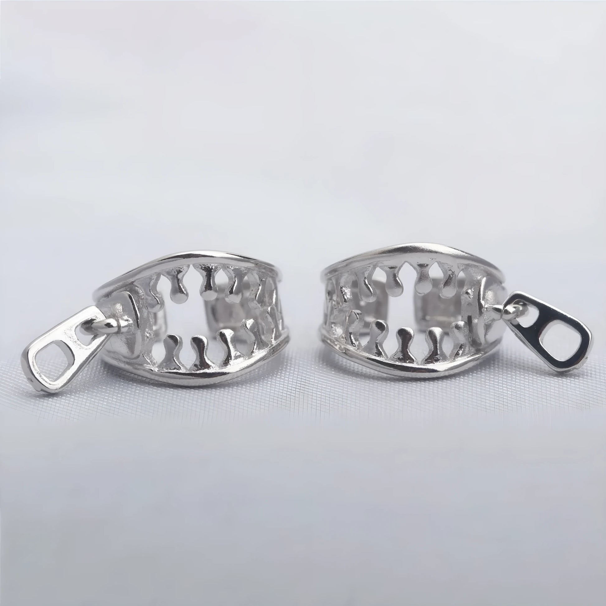 Copper geometric ear clip with zipper design and bone clip fastening