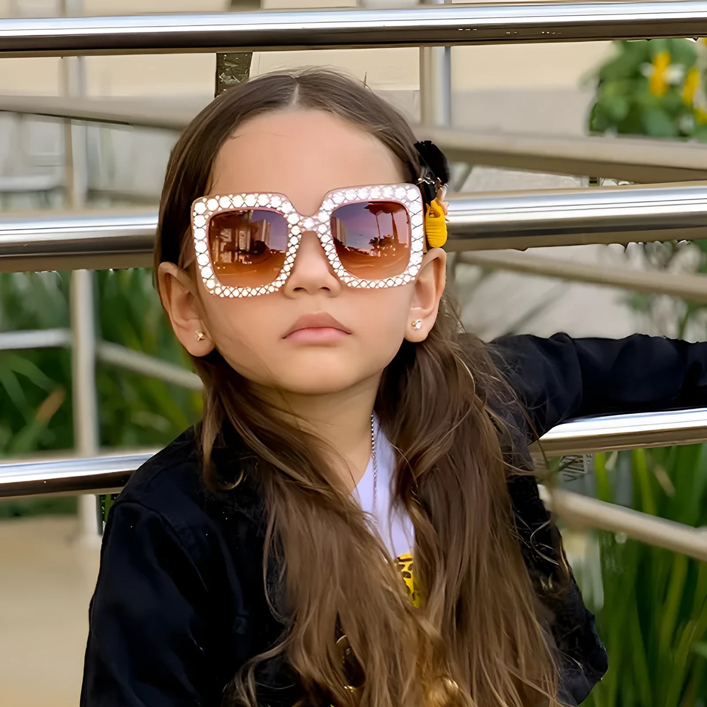 Plastic sunglasses with fashion personality styling in various colour options including black frame and transparent tea frame