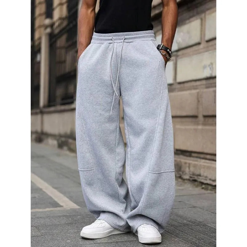 Men's straight-leg high-waist trousers in bamboo fibre fabric with cropped length