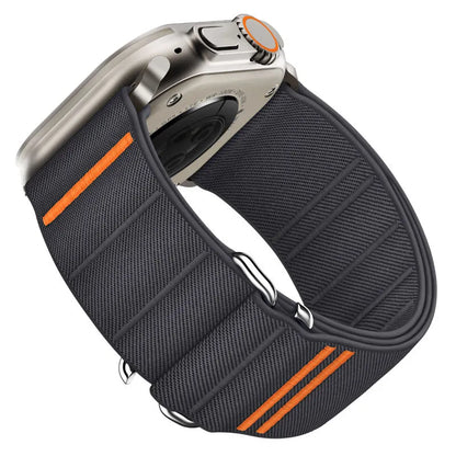 Nylon watch strap with stainless steel buckle for Apple Watch, shown in Army Green colour.