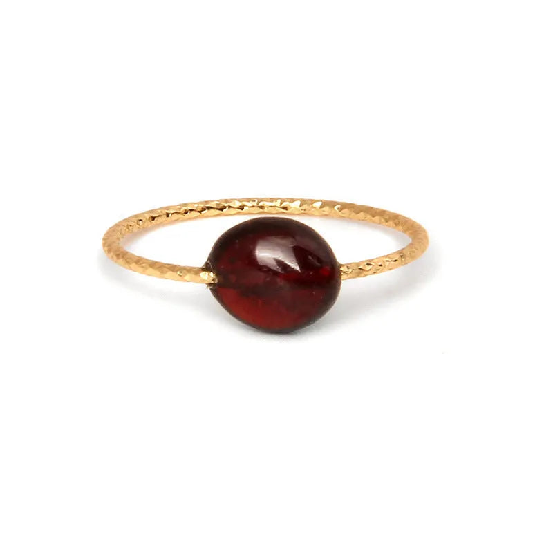Geometric women's ring with natural agate stone in original design, showing clean lines and contemporary shape
