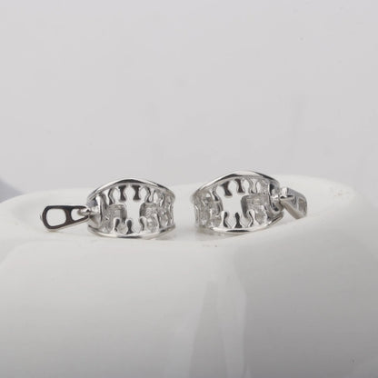 Copper geometric ear clip with zipper design and bone clip fastening
