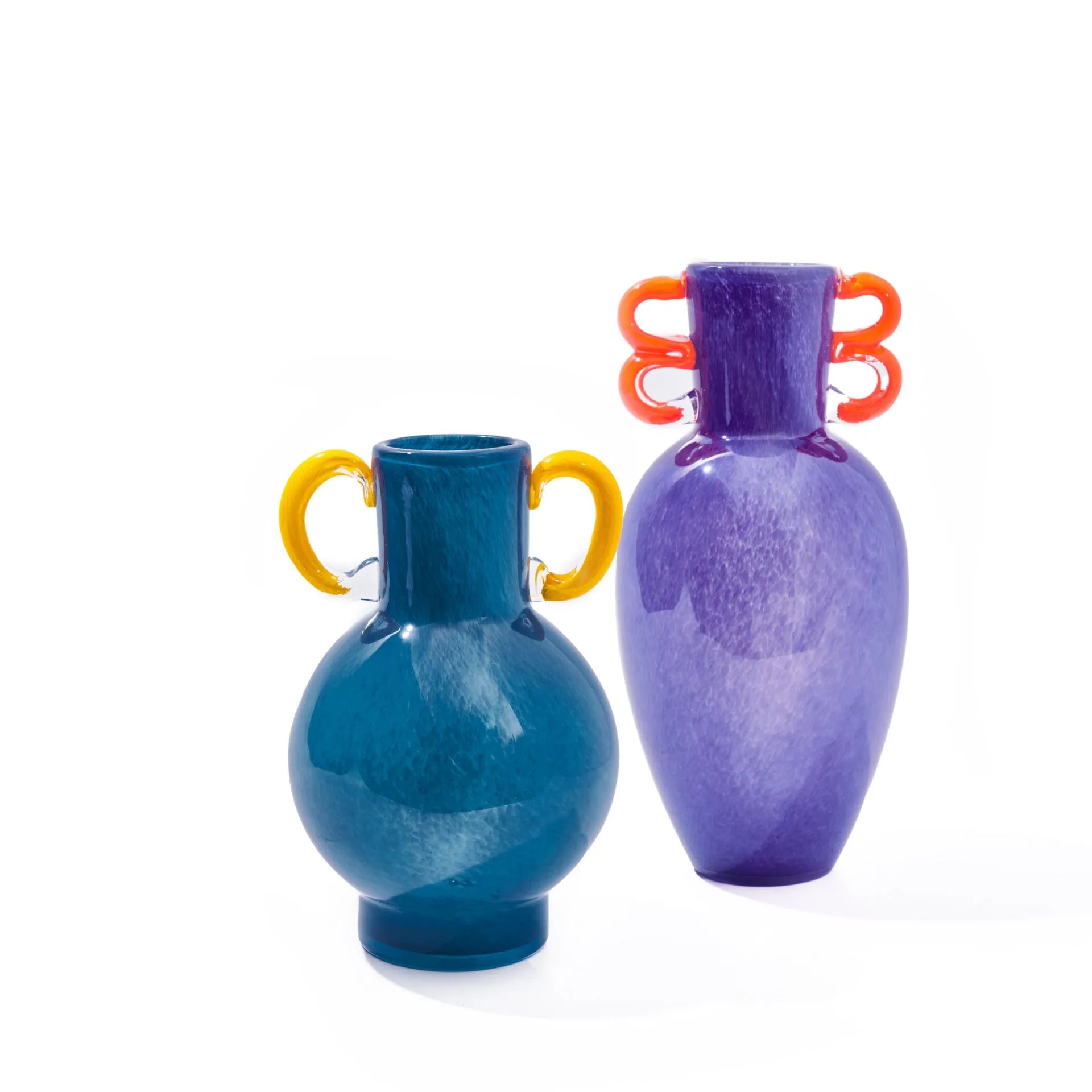 Handmade straight glass vase with a gradient colour effect and polished surface in a Nordic modern style.