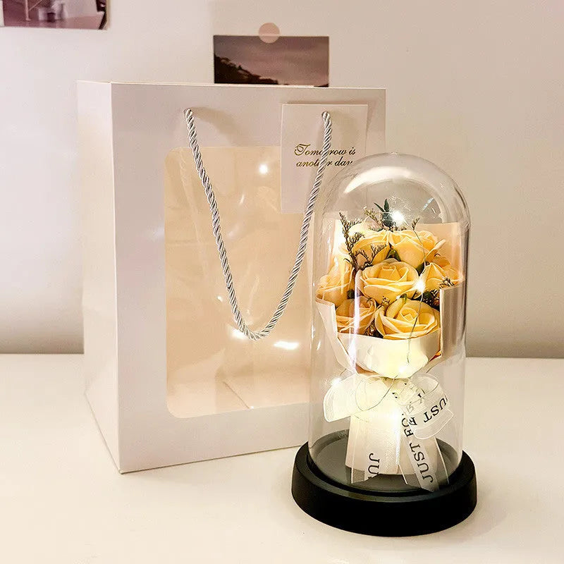 Bionic bouquet artificial flower arrangement in gradient colours for birthday gifts