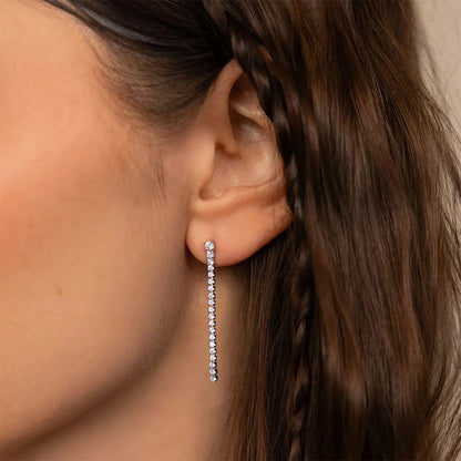 Women's simple geometric zircon earrings in stainless steel with gold or steel colour options