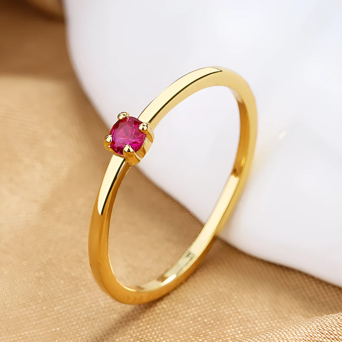 Twin style personalised single diamond fine circle copper women's ring, four colours four sizes