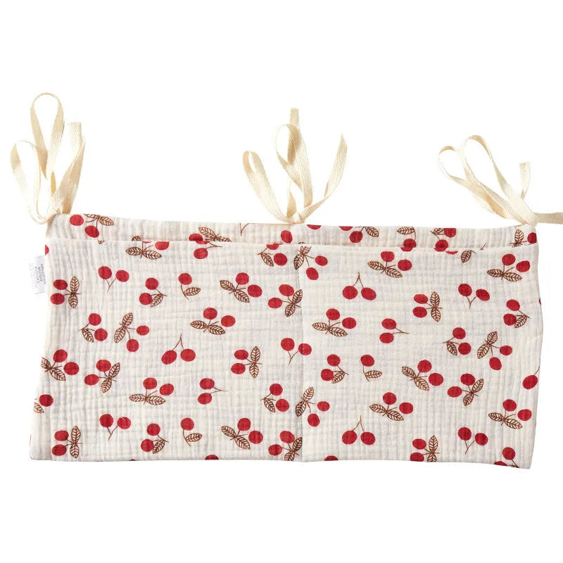 Cotton double layer baby bedside buggy storage bag in selected colour or pattern
