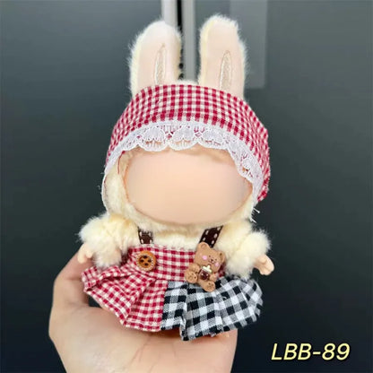 Plastic doll costume for 17cm vinyl figurine with multiple style options and measurement specifications