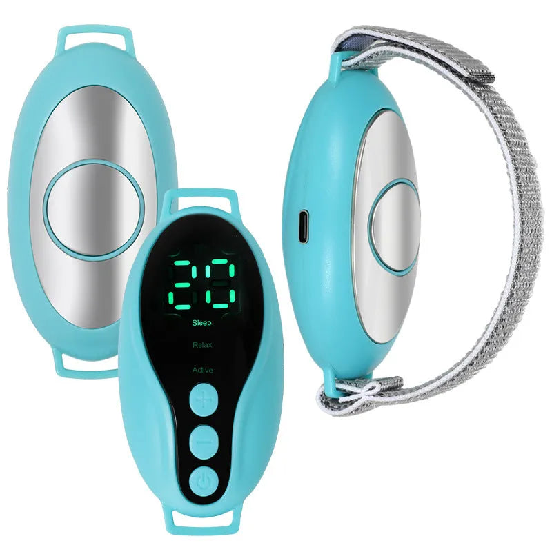 White portable sleep aid device showing dimensions of 80×40×20mm with USB charging port