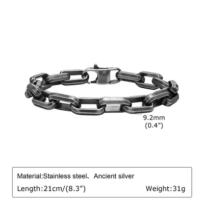 Titanium steel men's bracelet with square chain design in steel colour finish