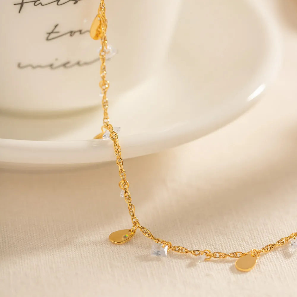 Women's stainless steel anklet with geometric water drop tassel design in JDAW2303012 colour
