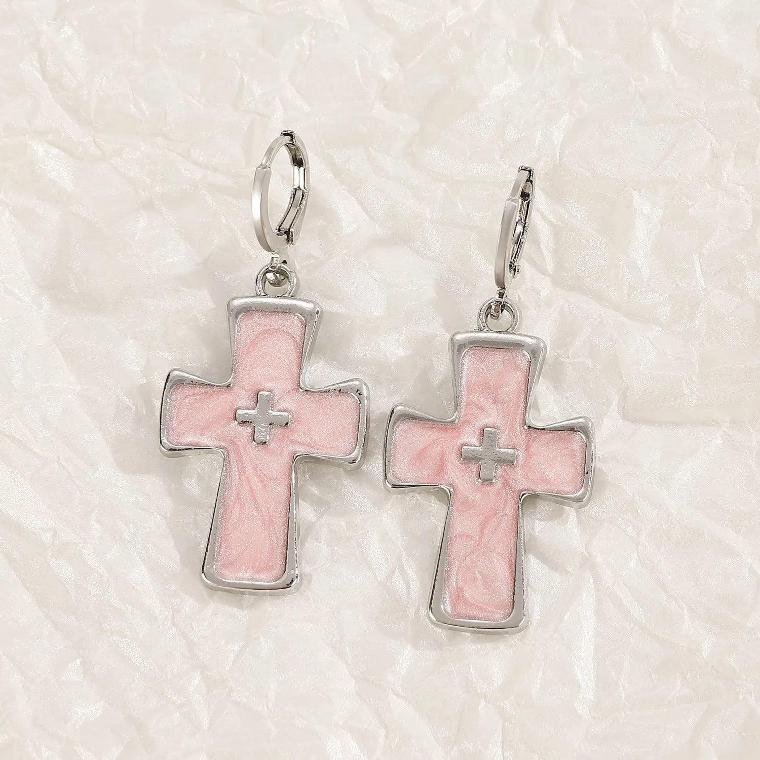 Women's geometric cross crystal drop earrings in alloy with five colour variant options