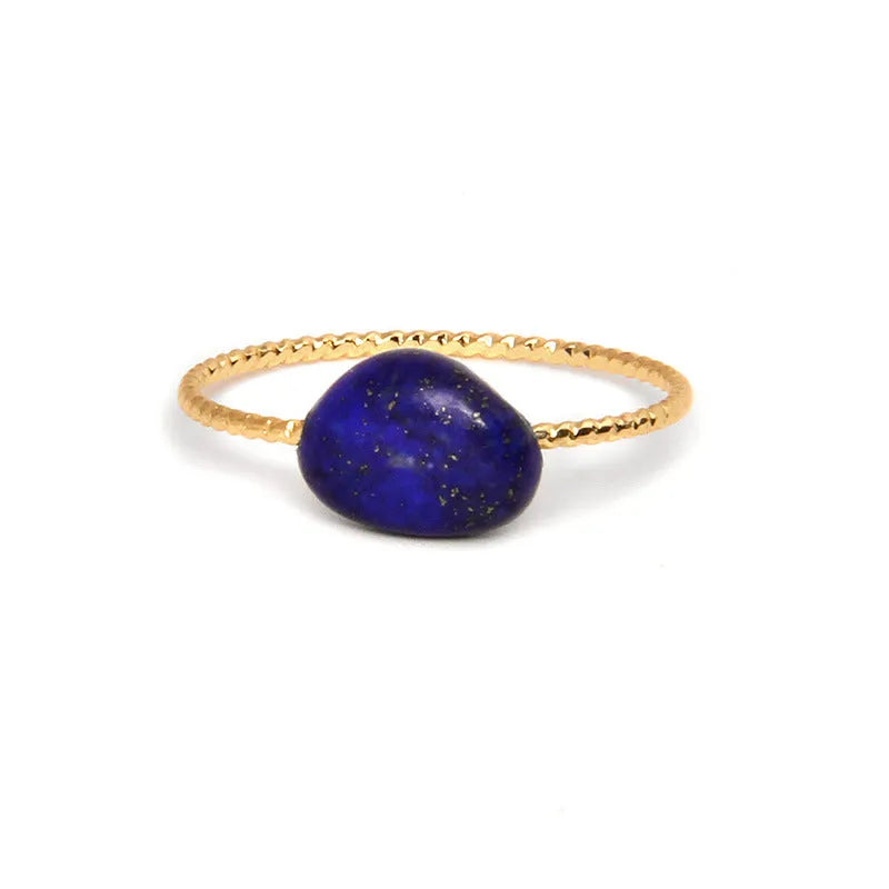 Geometric women's ring with natural agate stone in original design, showing clean lines and contemporary shape