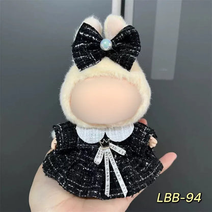 Plastic doll costume for 17cm vinyl figurine with multiple style options and measurement specifications