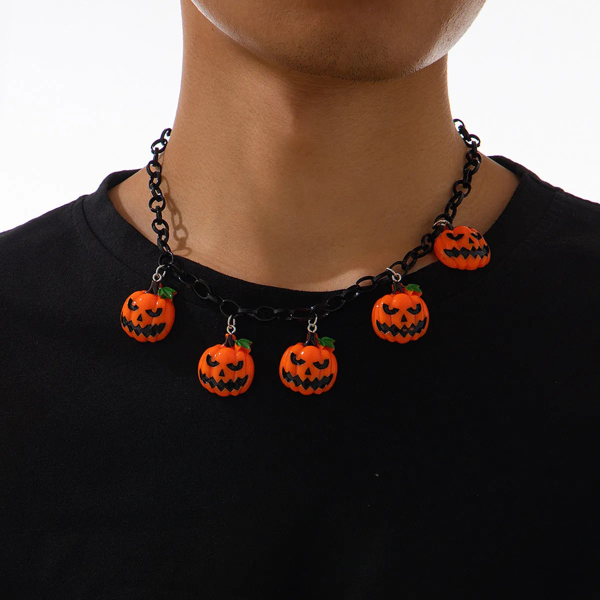 Halloween ghost pumpkin necklace with cartoon character acrylic pendant on regular chain, mixed colour 06705