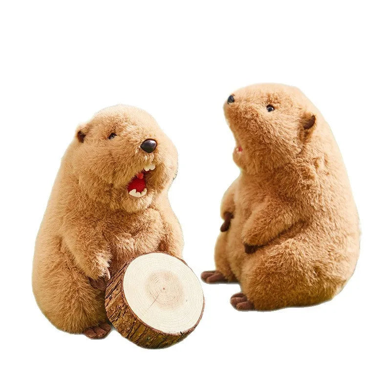 Polyester sounding groundhog plush pendant in colour box for bags and keys