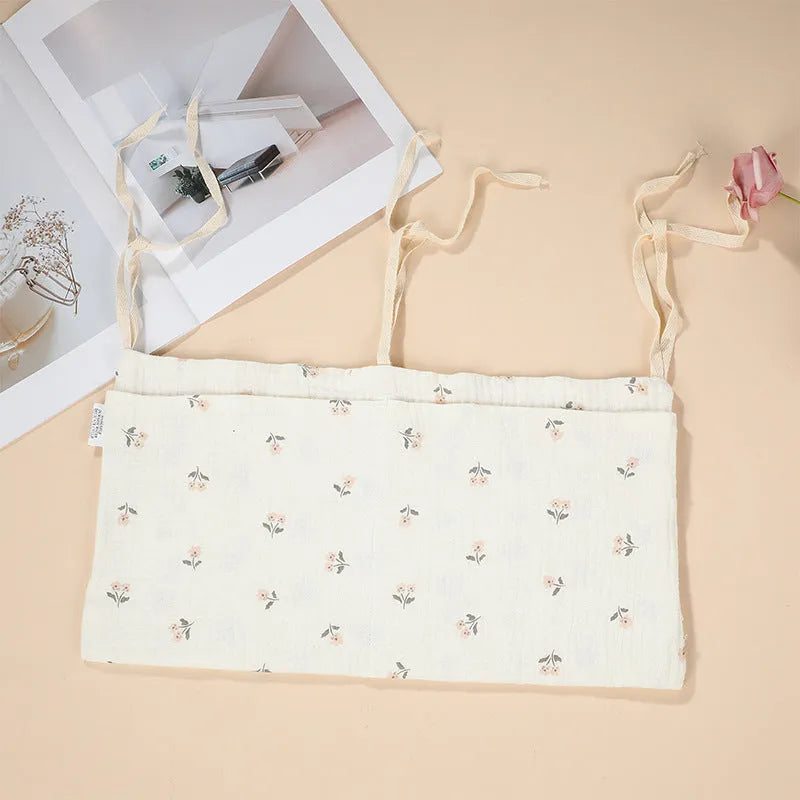 Cotton double layer baby bedside buggy storage bag in selected colour or pattern