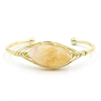Natural raw gemstone crystal bracelet with 8mm ethnic beads and simple clasp in amethyst colour