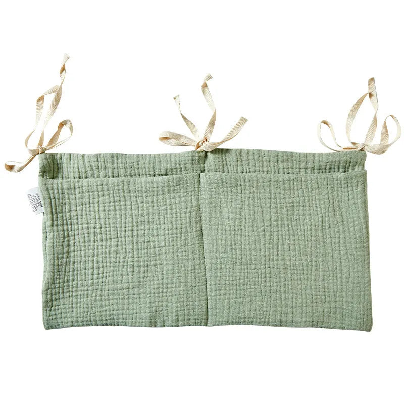 Cotton double layer baby bedside buggy storage bag in selected colour or pattern