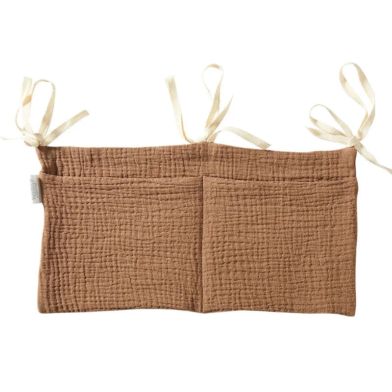 Cotton double layer baby bedside buggy storage bag in selected colour or pattern