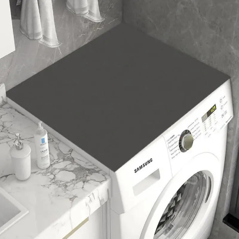 Square polyester washing machine mat with an abstract printed pattern, shown in one of eight available styles.