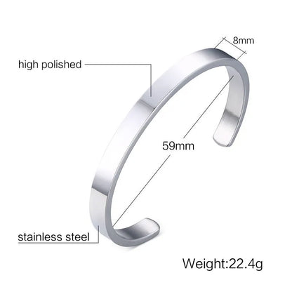 Stainless steel glossy bracelet with drill detail, available in 6mm and 3.9mm widths and multiple colour codes