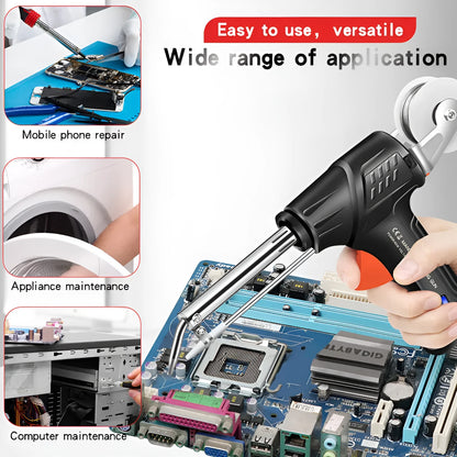 G102 black alloy soldering gun kit with light showing five-piece set and dimensions