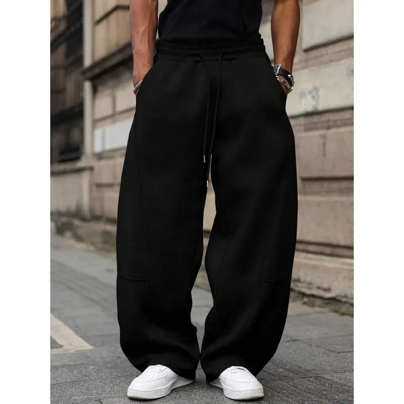 Men's straight-leg high-waist trousers in bamboo fibre fabric with cropped length
