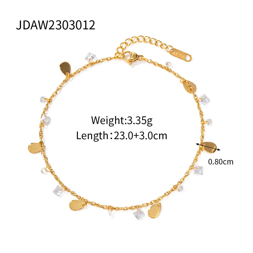 Women's stainless steel anklet with geometric water drop tassel design in JDAW2303012 colour