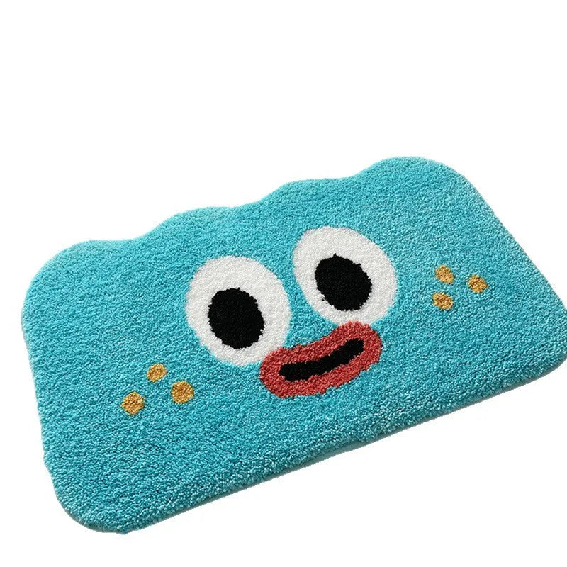 Absorbent bathroom mat with cartoon anime print in Bubur Little Green, size 50x80cm, cashmere-like texture