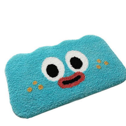 Absorbent bathroom mat with cartoon anime print in Bubur Little Green, size 50x80cm, cashmere-like texture