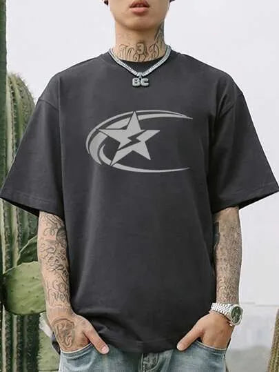 Men's Japanese retro style cotton t-shirt in solid colours with short sleeves